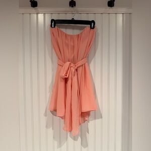 NBD Pink Asymmetrical Tie Front Mini Dress